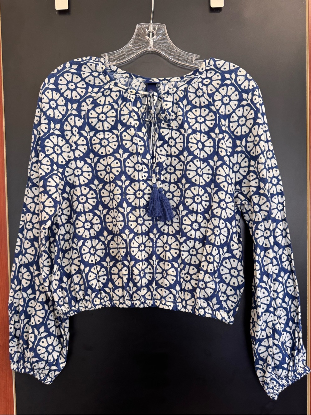 New Roller Rabbit X Target Blouse Size XS Blue Floral 100% Cotton Recycled Blend